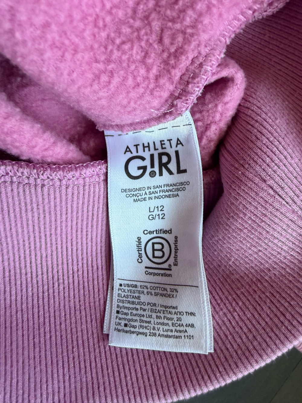 Athleta Girl Pink Zip Hoodie Size 12 - Picture 7 of 10